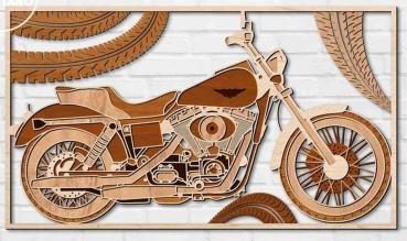 Motorcycle "Chopper" as wall picture - coloure glaced